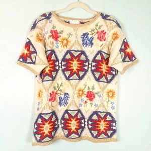 Jennifer Reed Knitted by Hand Vintage Sweater Women M Medium Art To Wear Y2K